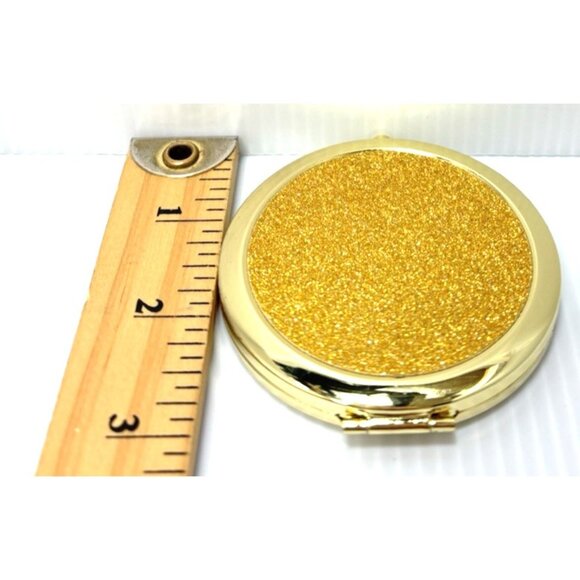 Rihanna Gold Tone Pocket Mirror Small Round Compact 2-Sided Makeup Beauty Mirror - Picture 5 of 5